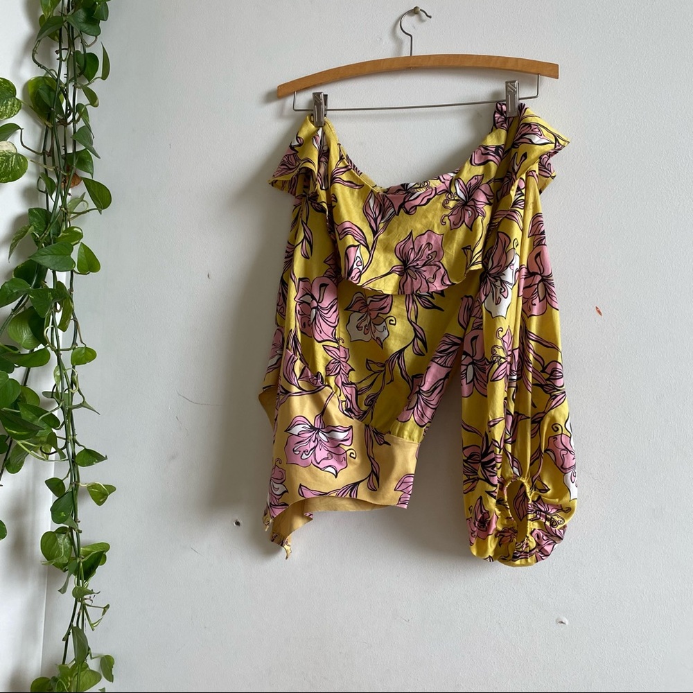 floral one shoulder Zara bodysuit